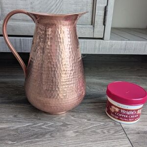 Sertodo Copper Pitcher 76 OZ. 100% Pure Cooper. Plus Cleaning Shining Cream.